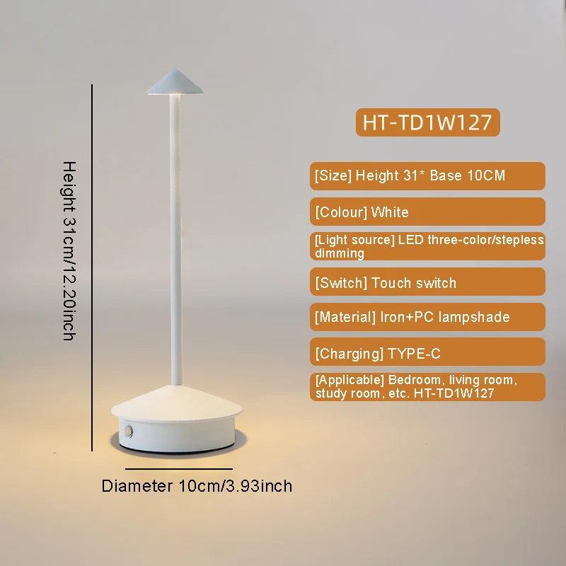 i-Lus PINA – Lampada da Tavolo LED Touch Ricaricabile Stile Pina Pro