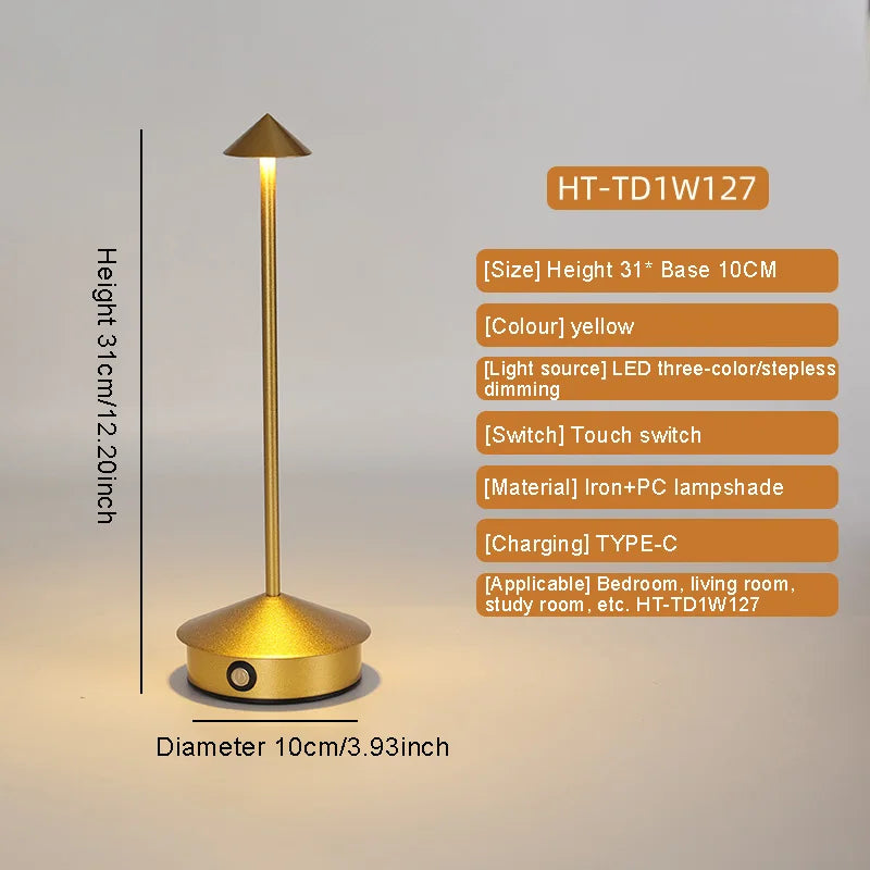 i-Lus PINA – Lampada da Tavolo LED Touch Ricaricabile Stile Pina Pro