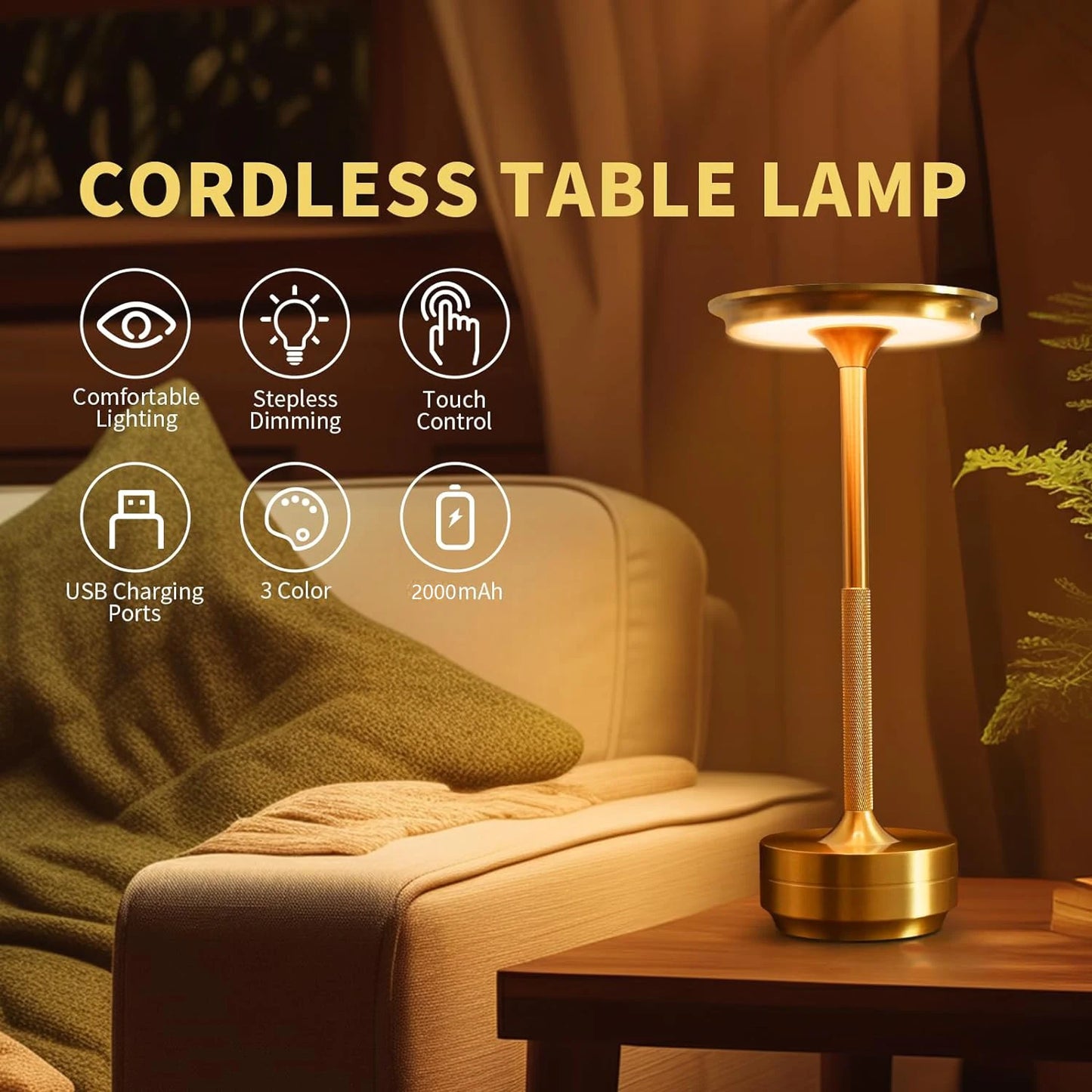 i-Lus AURA – Lampada da Tavolo LED Touch Ricaricabile 3 Tonalità