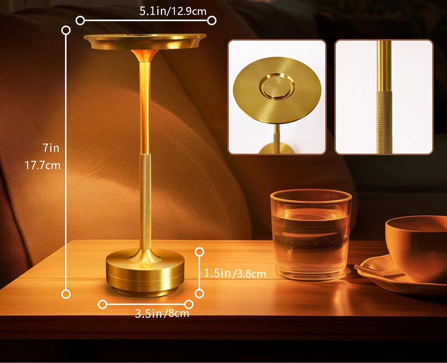 i-Lus AURA – Lampada da Tavolo LED Touch Ricaricabile 3 Tonalità