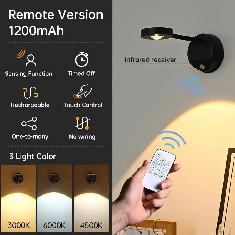 i-Lux Beam – Luce LED da Parete Ricaricabile con Sensore di Movimento e Telecomando