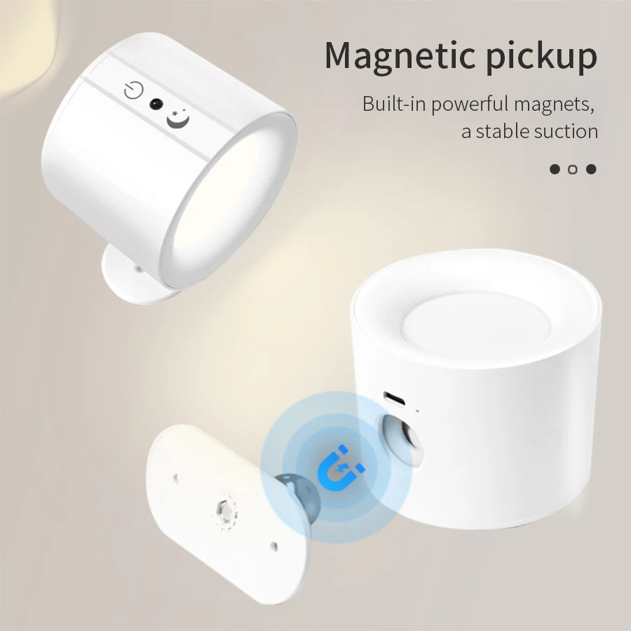 LUX4Motion - i-Luxround Applique LED Magnetica Ricaricabile con Sensore di Movimento 360 gradi