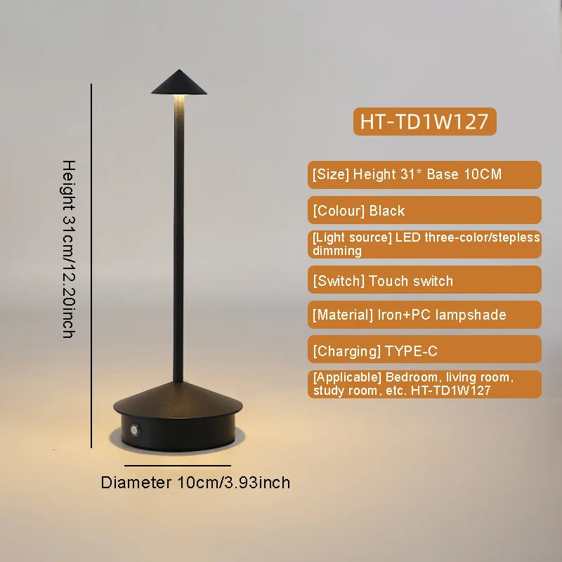 i-Lus PINA – Lampada da Tavolo LED Touch Ricaricabile Stile Pina Pro