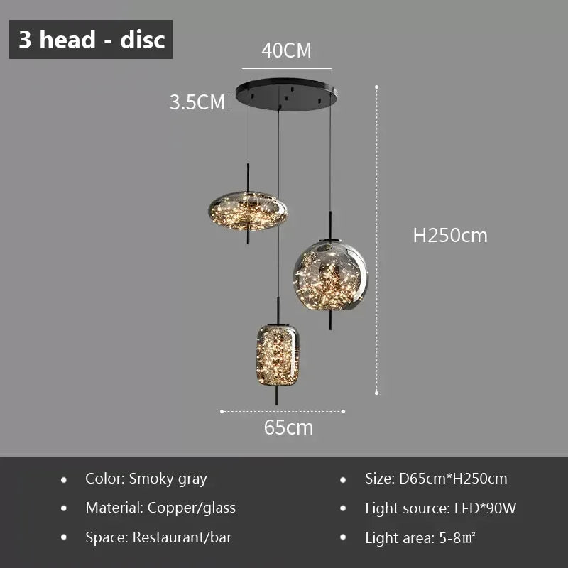 i-LuxCeiling Milano – Sospensione Elegante in Vetro Soffiato e Metallo Cromato