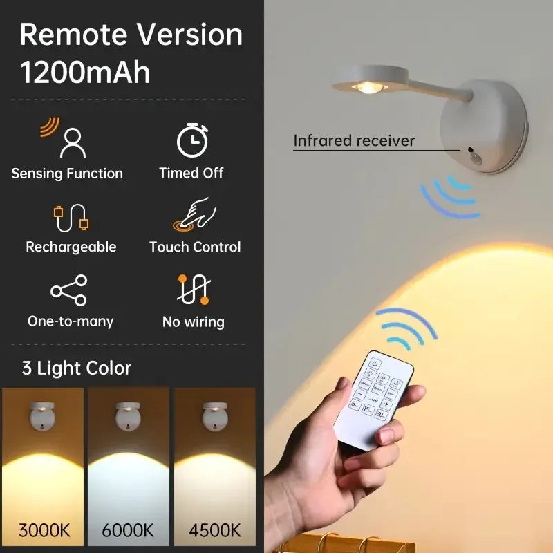i-Lux Beam – Luce LED da Parete Ricaricabile con Sensore di Movimento e Telecomando
