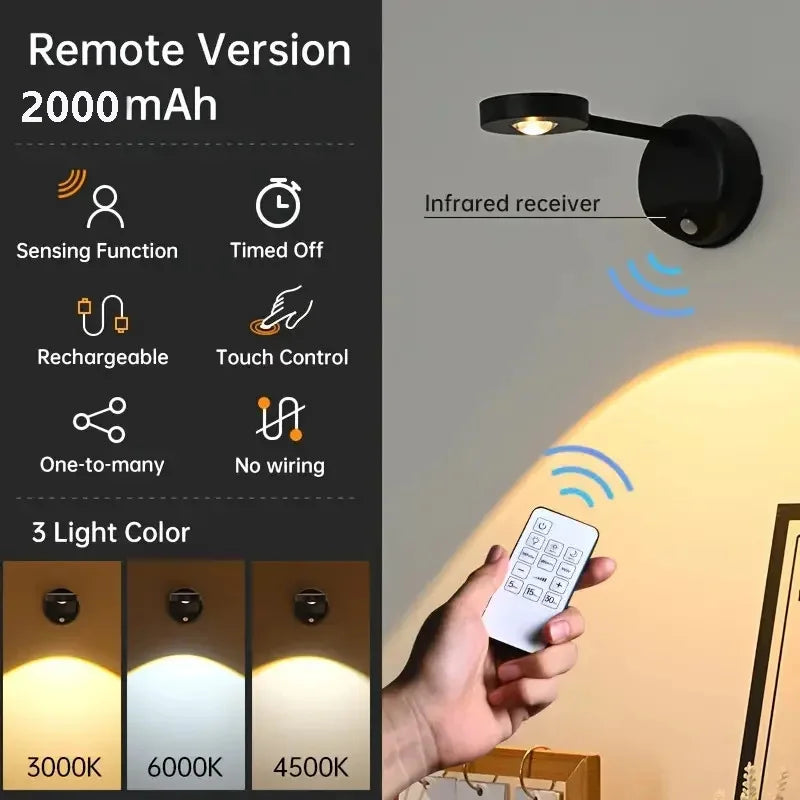 i-Lux Beam – Luce LED da Parete Ricaricabile con Sensore di Movimento e Telecomando